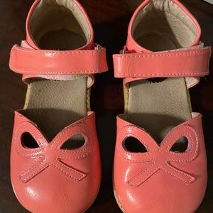 Size 11 Livie and Luca petal shoes in patent coral